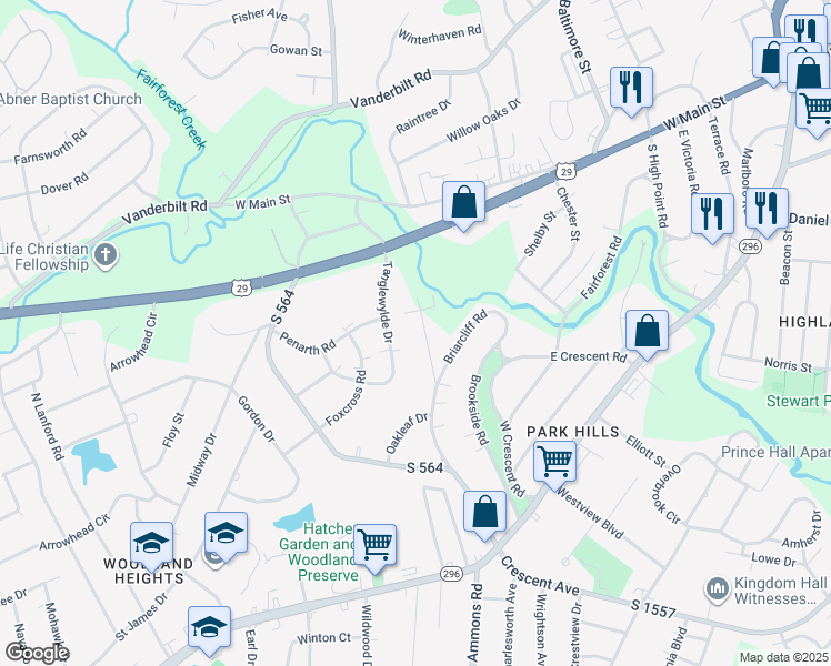 map of restaurants, bars, coffee shops, grocery stores, and more near 7 Buckthorn Road in Spartanburg