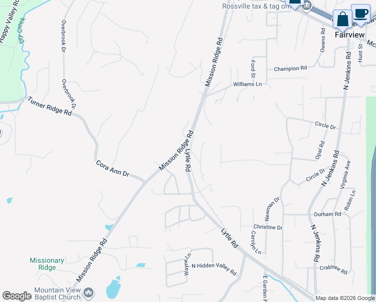 map of restaurants, bars, coffee shops, grocery stores, and more near 101 Lytle Road in Rossville