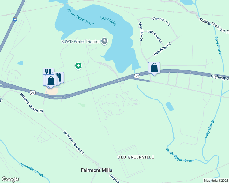 map of restaurants, bars, coffee shops, grocery stores, and more near 9601 Warren H Abernathy Highway in Spartanburg