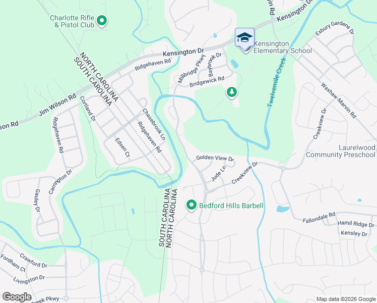 map of restaurants, bars, coffee shops, grocery stores, and more near 1543 Millbridge Parkway in Waxhaw