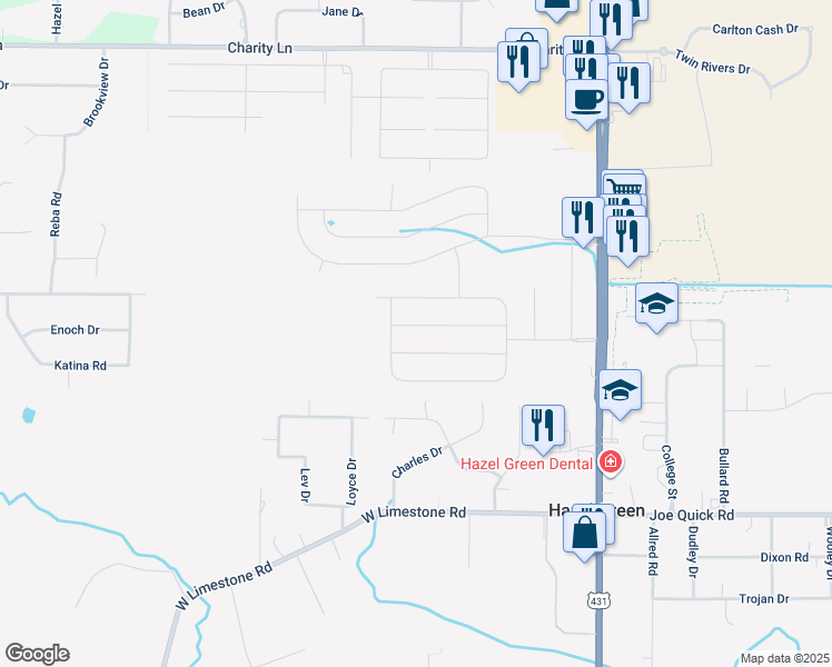 map of restaurants, bars, coffee shops, grocery stores, and more near 189 Sutton Drive in Hazel Green