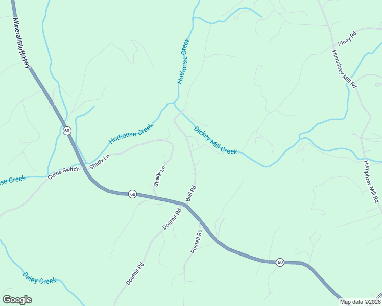 map of restaurants, bars, coffee shops, grocery stores, and more near 262 Bell Road in Mineral Bluff