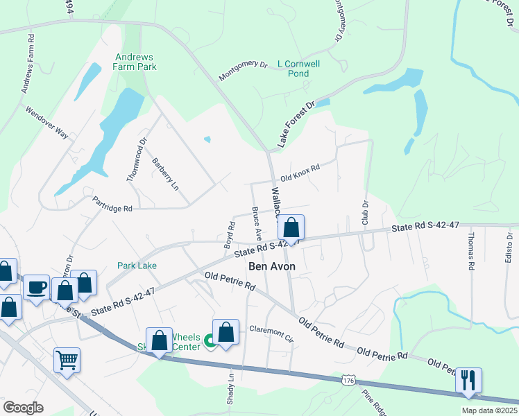 map of restaurants, bars, coffee shops, grocery stores, and more near 2327 Bruce Avenue in Spartanburg