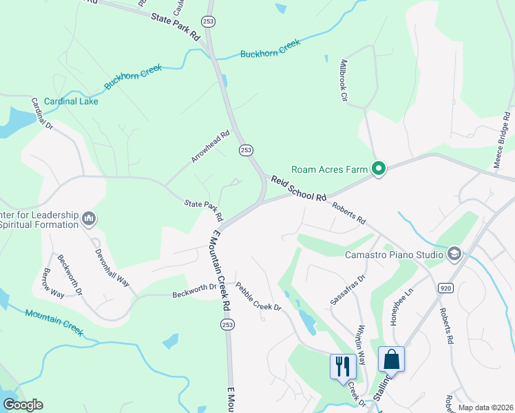 map of restaurants, bars, coffee shops, grocery stores, and more near 1823 Reid School Road in Taylors