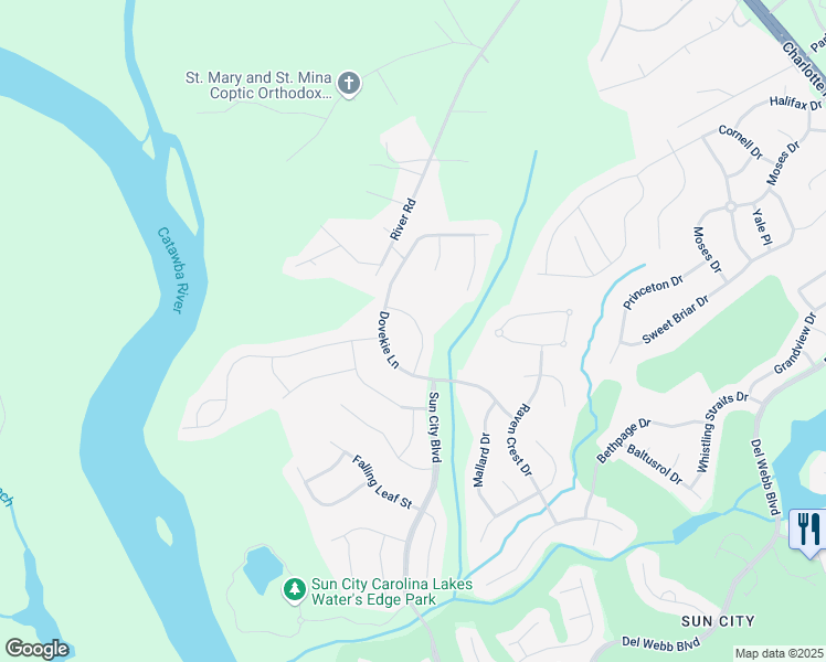 map of restaurants, bars, coffee shops, grocery stores, and more near 5041 Blossom Point Drive in Indian Land