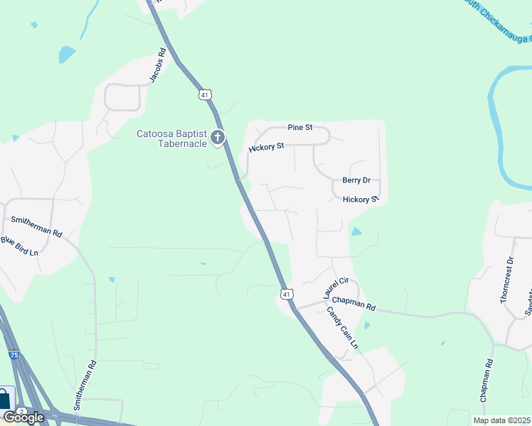 map of restaurants, bars, coffee shops, grocery stores, and more near 56 Tipton Drive in Ringgold