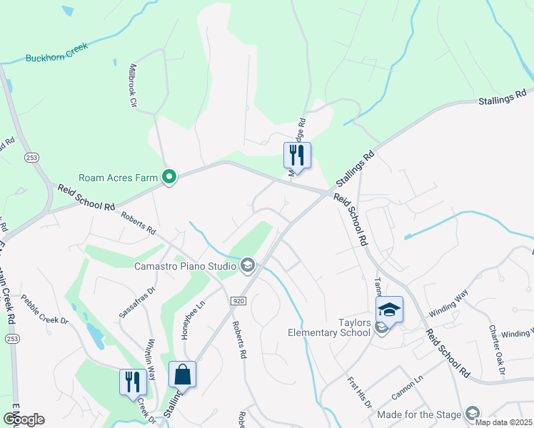 map of restaurants, bars, coffee shops, grocery stores, and more near 9 Bernwood Drive in Taylors