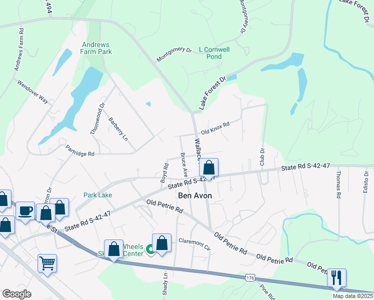 map of restaurants, bars, coffee shops, grocery stores, and more near 2327 Bruce Avenue in Spartanburg