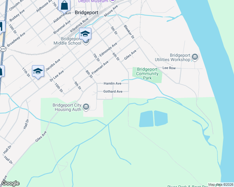 map of restaurants, bars, coffee shops, grocery stores, and more near 623 Gothard Avenue in Bridgeport