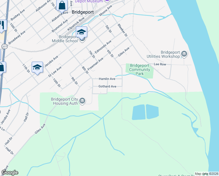 map of restaurants, bars, coffee shops, grocery stores, and more near 623 Gothard Avenue in Bridgeport