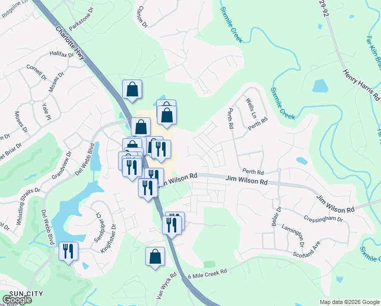 map of restaurants, bars, coffee shops, grocery stores, and more near 8334 Hibiscus Lane in Indian Land