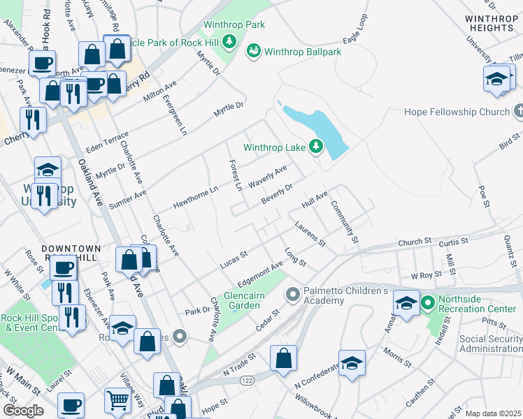 map of restaurants, bars, coffee shops, grocery stores, and more near 862 Mary Knoll Court in Rock Hill
