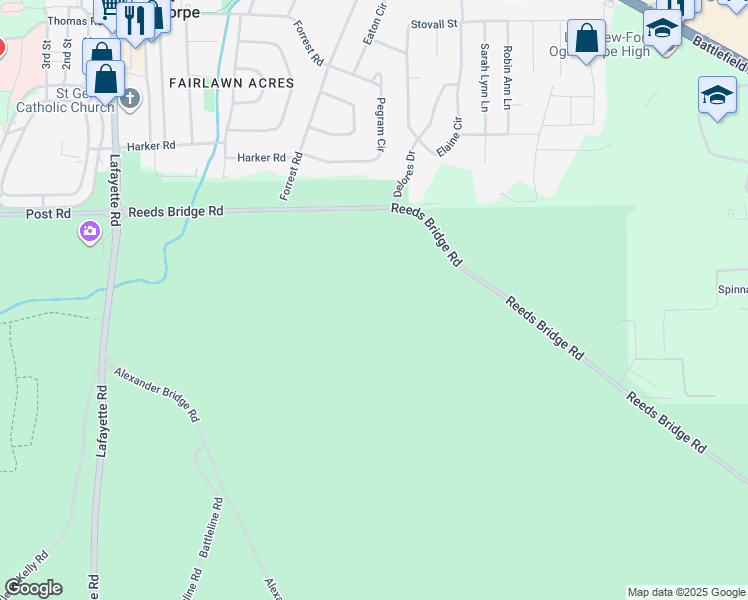 map of restaurants, bars, coffee shops, grocery stores, and more near in Fort Oglethorpe