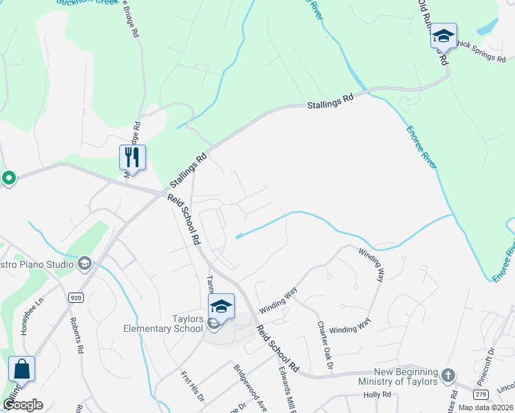 map of restaurants, bars, coffee shops, grocery stores, and more near 106 Foster Road in Taylors