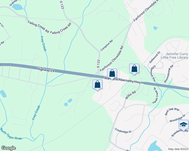 map of restaurants, bars, coffee shops, grocery stores, and more near State Road S-42-317 in Spartanburg County