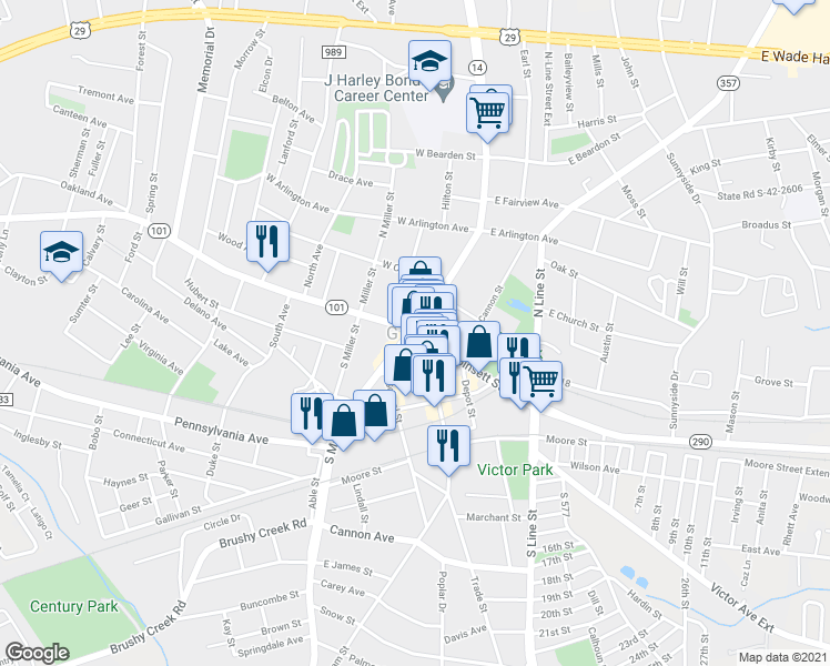 map of restaurants, bars, coffee shops, grocery stores, and more near in Greer