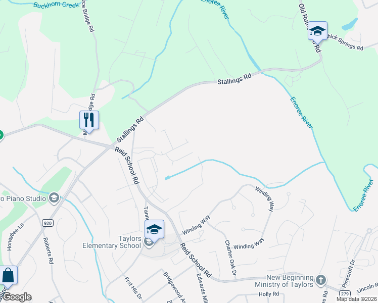 map of restaurants, bars, coffee shops, grocery stores, and more near 108 Foster Road in Taylors