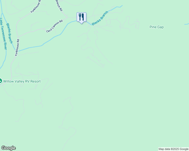 map of restaurants, bars, coffee shops, grocery stores, and more near 333 Favor in Rabun Gap