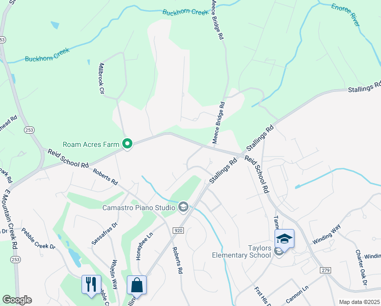 map of restaurants, bars, coffee shops, grocery stores, and more near 10 County Road 562 in Taylors