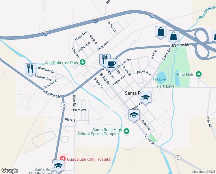 map of restaurants, bars, coffee shops, grocery stores, and more near 249 Pecos Avenue in Santa Rosa