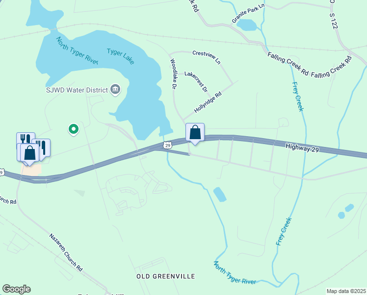 map of restaurants, bars, coffee shops, grocery stores, and more near 9601 Warren H Abernathy Highway in Spartanburg