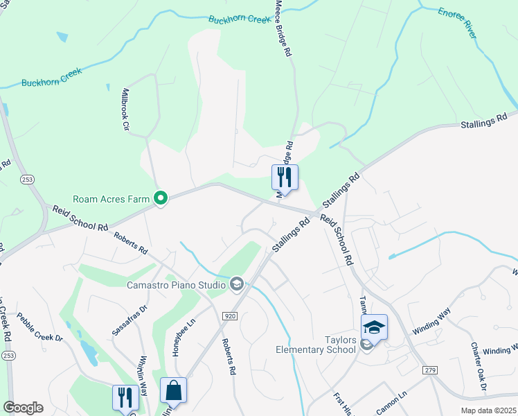 map of restaurants, bars, coffee shops, grocery stores, and more near 10 County Road 562 in Taylors