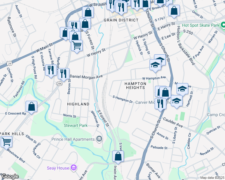 map of restaurants, bars, coffee shops, grocery stores, and more near 111 Timothy Street in Spartanburg
