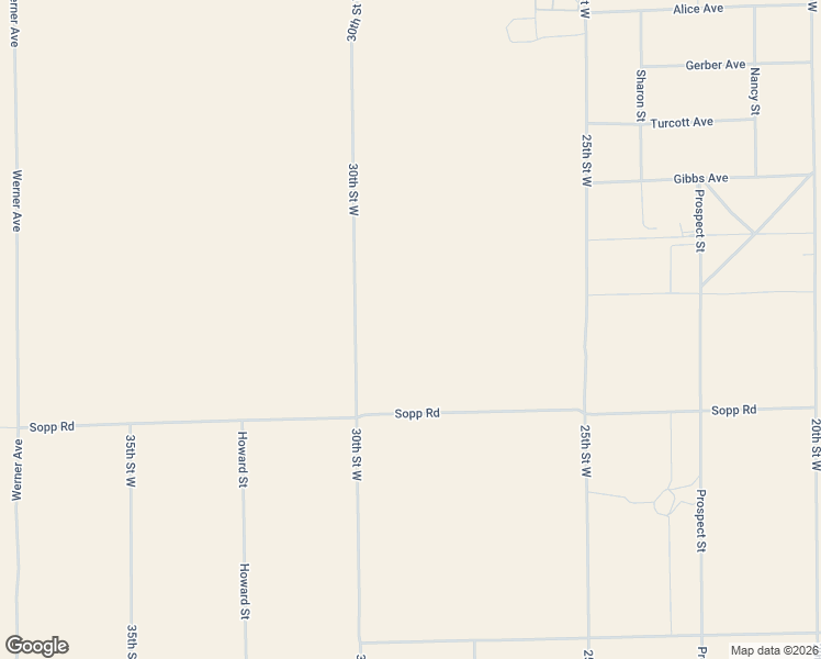 map of restaurants, bars, coffee shops, grocery stores, and more near 30th Street West in Mojave