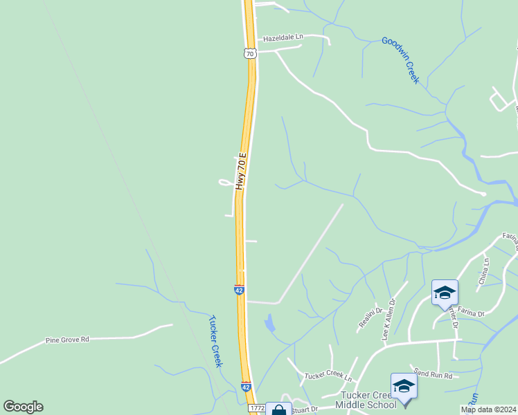 map of restaurants, bars, coffee shops, grocery stores, and more near 7650 U.S. 70 in New Bern