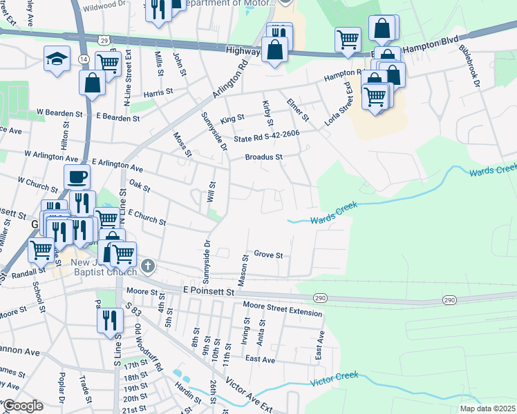 map of restaurants, bars, coffee shops, grocery stores, and more near 12 Victor Court in Greer