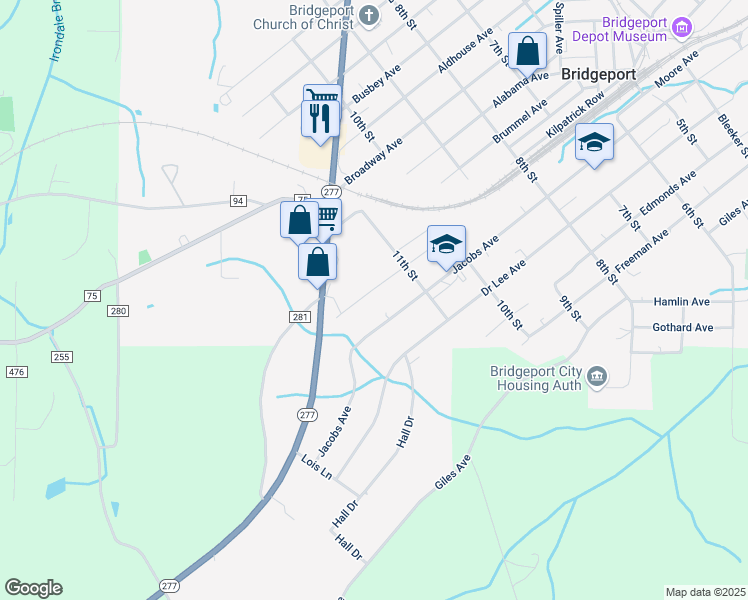 map of restaurants, bars, coffee shops, grocery stores, and more near 1124 Glover Avenue in Bridgeport