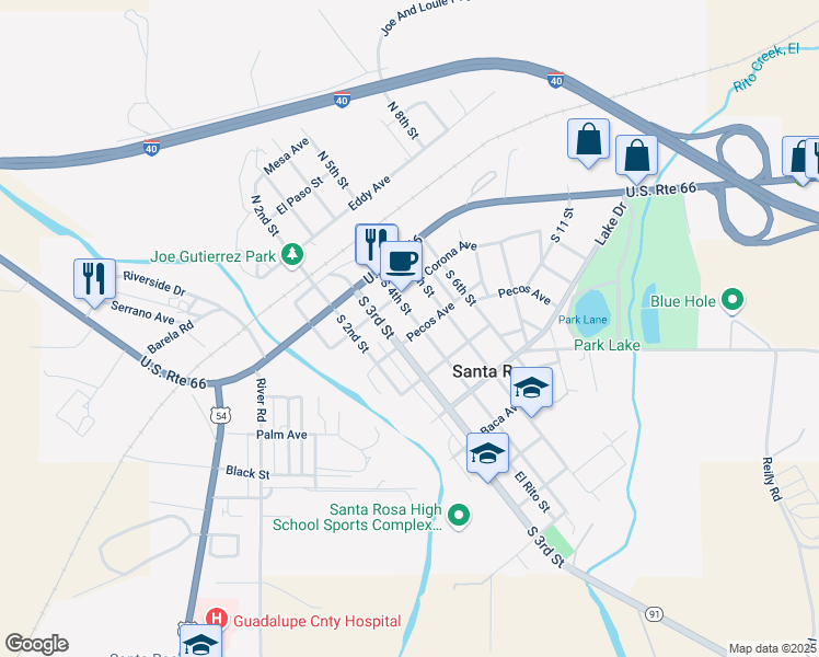 map of restaurants, bars, coffee shops, grocery stores, and more near 249 Pecos Avenue in Santa Rosa