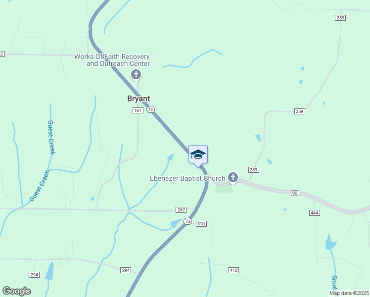 map of restaurants, bars, coffee shops, grocery stores, and more near 6645 Alabama 73 in Bryant