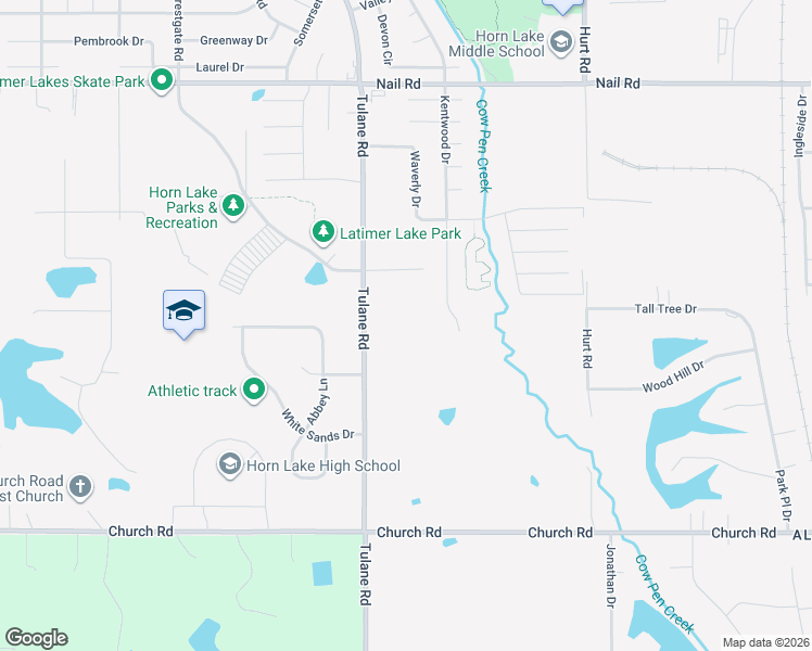 map of restaurants, bars, coffee shops, grocery stores, and more near 5508 Tulane Road in Horn Lake