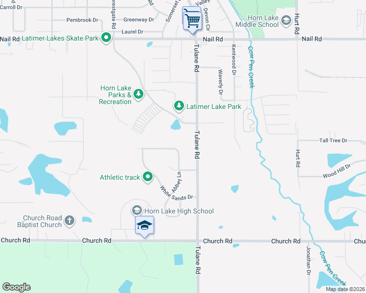 map of restaurants, bars, coffee shops, grocery stores, and more near 5487 Tulane Road in Horn Lake
