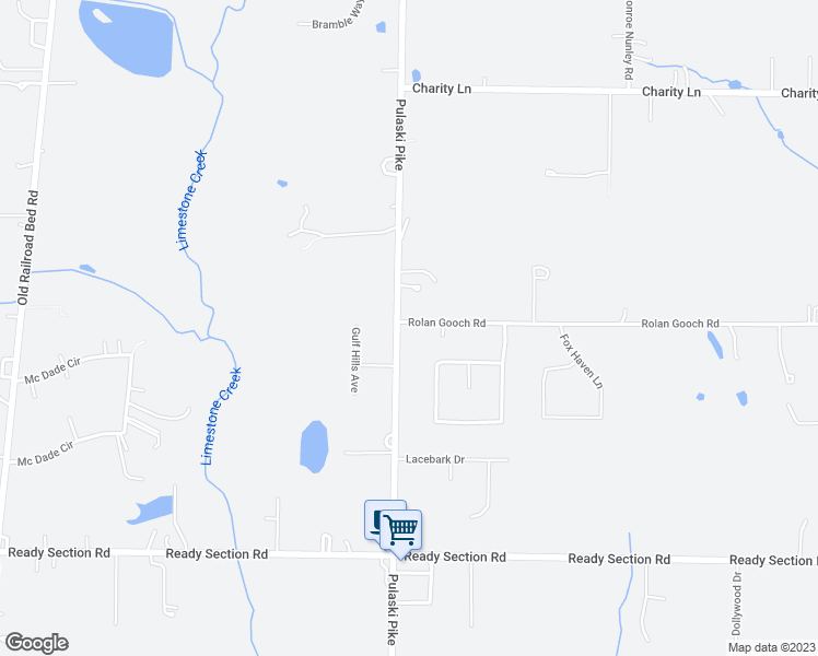 map of restaurants, bars, coffee shops, grocery stores, and more near 940 Roland Gooch Road in Toney