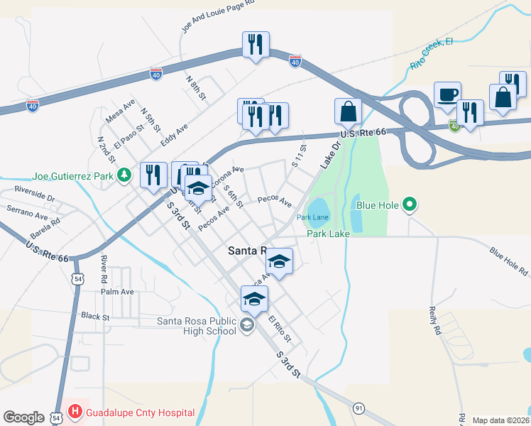 map of restaurants, bars, coffee shops, grocery stores, and more near 301 South 9th Street in Santa Rosa