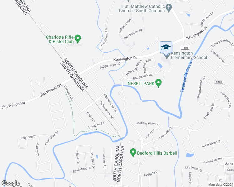map of restaurants, bars, coffee shops, grocery stores, and more near 4008 Pinebrook Lane in Waxhaw