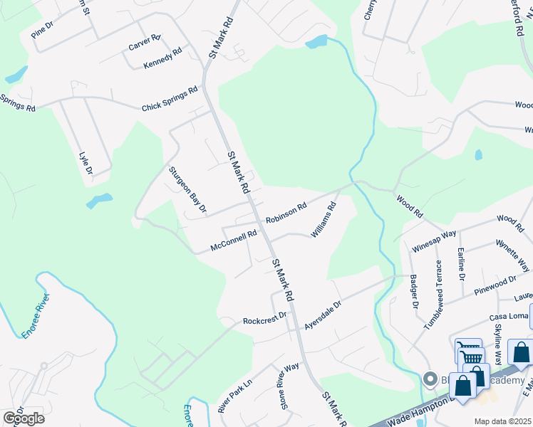 map of restaurants, bars, coffee shops, grocery stores, and more near 500 Saint Mark Road in Taylors