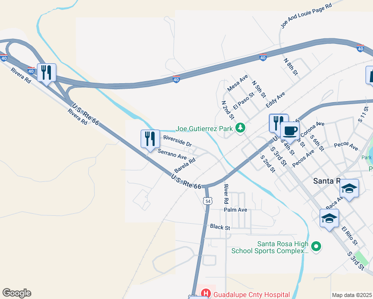 map of restaurants, bars, coffee shops, grocery stores, and more near 340 Riverside Drive in Santa Rosa
