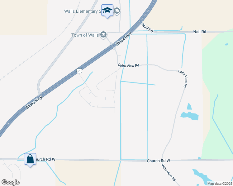 map of restaurants, bars, coffee shops, grocery stores, and more near 5532 Kaitlyn Drive East in Walls
