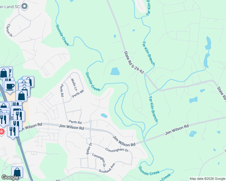 map of restaurants, bars, coffee shops, grocery stores, and more near 6934 Liverpool Court in Indian Land