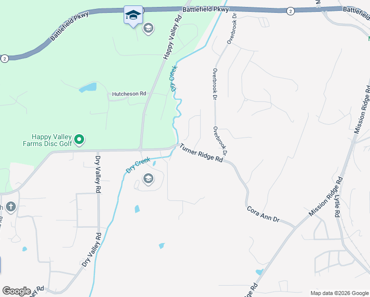 map of restaurants, bars, coffee shops, grocery stores, and more near Turner Ridge Road in Walker County