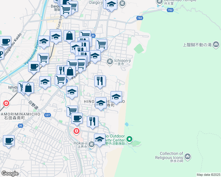 map of restaurants, bars, coffee shops, grocery stores, and more near in Kyoto