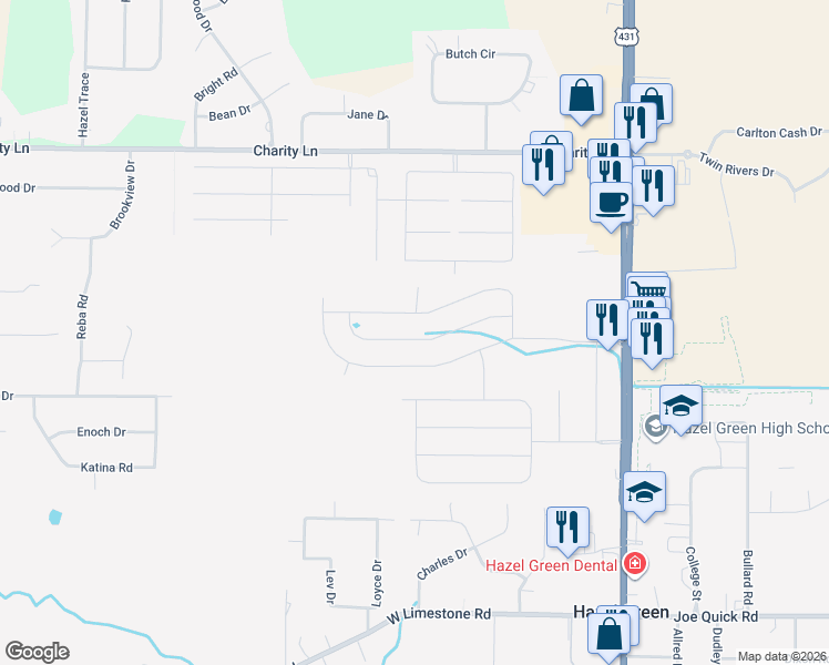 map of restaurants, bars, coffee shops, grocery stores, and more near in Hazel Green