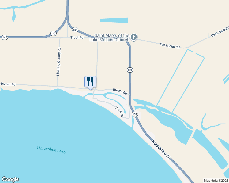 map of restaurants, bars, coffee shops, grocery stores, and more near 129 Bream Road in Hughes