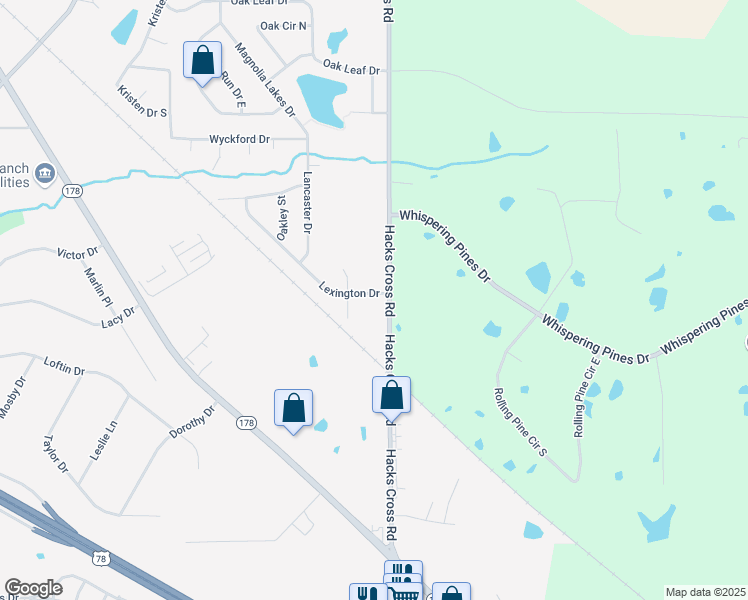 map of restaurants, bars, coffee shops, grocery stores, and more near 10981 Lexington Drive in Olive Branch