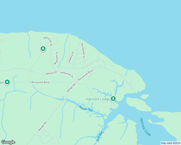 map of restaurants, bars, coffee shops, grocery stores, and more near 16 Roosevelt Boulevard in Havelock