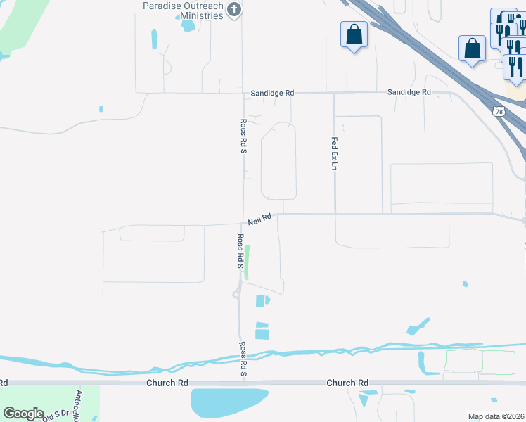 map of restaurants, bars, coffee shops, grocery stores, and more near 5510 Ross Road in Olive Branch