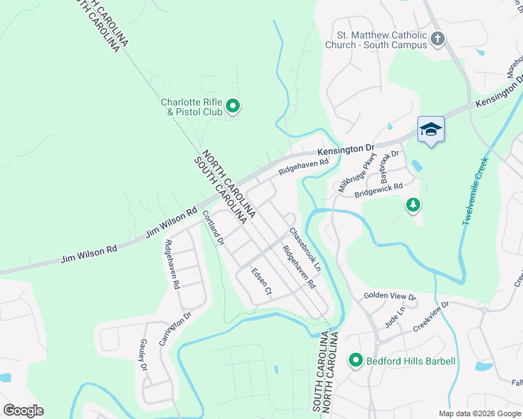 map of restaurants, bars, coffee shops, grocery stores, and more near 3004 Westcreek Drive in Waxhaw